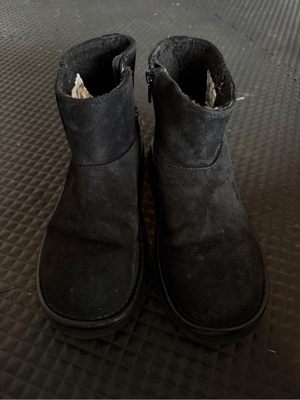 Cat & Jack Black Suede Kids Zip-Back Ankle Boots